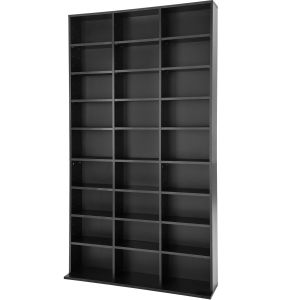 Tectake estantería para cds 180x102x24cm 27 estantes almacenamiento negro