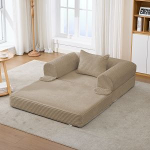 Sofá modular 3 plazas terciopelo acanalado marrón salón dormitorio oficina
