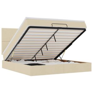 vidaXL estructura de cama otomana con colchón tela crema 160x200cm