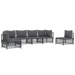 vidaXL juego muebles de jardín 6 pzas y cojines acero gris antracita
