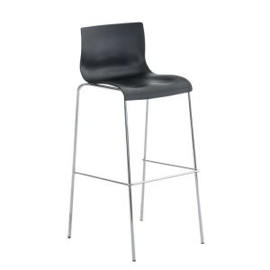 Taburete de bar moderno - negro y cromo - 43 cm
