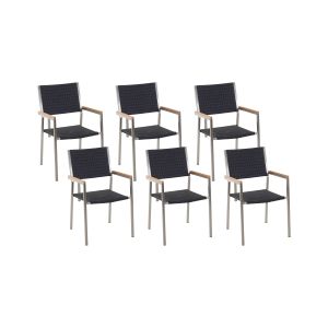 Conjunto de 6 sillas de jardín grosseto ratán sintético negro