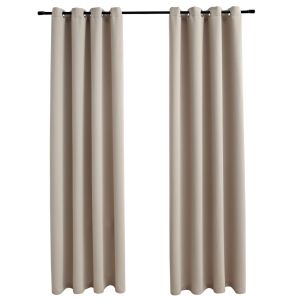 vidaXL cortinas opacas con anillas de metal 2 uds beige 140x225 cm