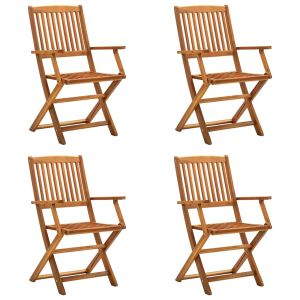 vidaXL sillas de jardín plegables 4 unidades madera maciza de acacia