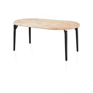 Mesa de comedor redonda extensible 100-180x100 padma negro - roble