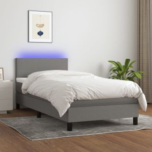 Conjunto boxspring - 80x200 cm + somieres + colchón + LED tela gris oscuro