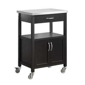 Sobuy carrito de servir móvil con 2 puertas y cajón negro