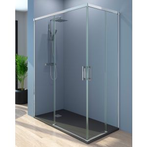 Mampara ducha rectangular frente 85 lateral 85cm transparente cromo