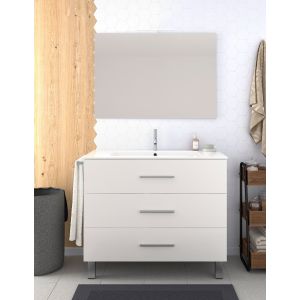 Mueble de baño ribera, lavabo y espejo 100x40cm blanco
