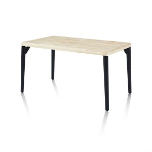 Mesa de comedor fija con patas metálicas 160x100 cm padma negro - roble