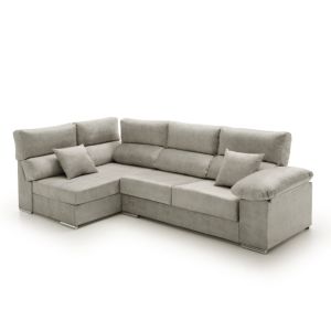 Sofa chaise longue rinconera reclinable y deslizante cosima gris izquierda