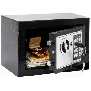 Caja fuerte 4,5l Negra digital Negra Nyana | código + llaves | Acero