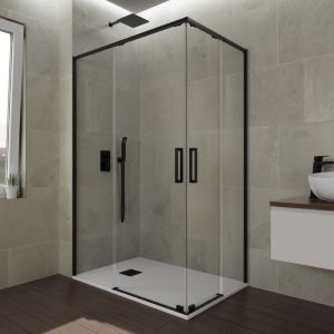 Mampara angular eleven negro 80x75 - 2 fijos + 2 correderas - antical