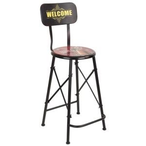 Taburete alto de metal rojo 46x40x100h cn