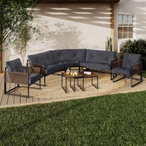 Salón de jardín bajo rio 8 plazas - gris antracita