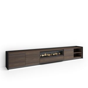 Mueble tv, 310x37x50cm, chimenea eléctrica, LED rf4908