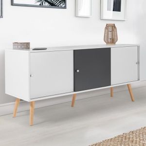 Aparador bajo escandinavo - blanco gris - 135 cm