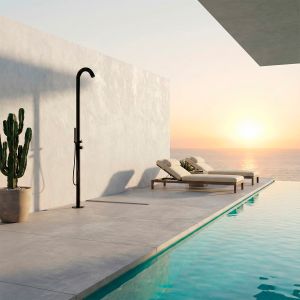 Ducha exterior negra de acero inox 316l satinado