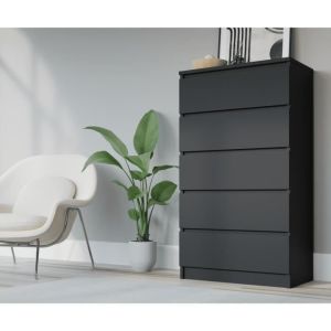 Comodidad 5 cajones 70cm, color: negro mate