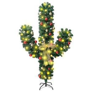 vidaXL cactus de navidad con soporte y LED verde 180 cm PVC