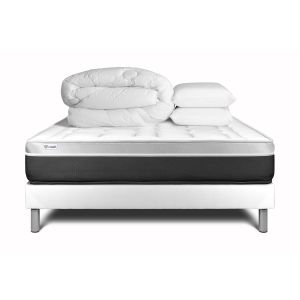 Pack cama completa - colchón 180x200cm + somier con láminas (kit) + 2 almoh