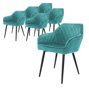 6x sillas de salón/comedor asiento de cuero ergonómico turquesa