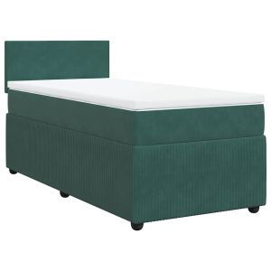 vidaXL cama box spring con colchón terciopelo verde oscuro 80x200 cm