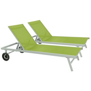 Conjunto de 2 tumbonas de aluminio y textileno bella-phoenix - verde