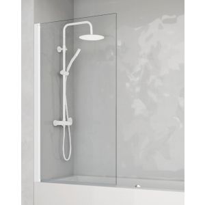 Mampara bañera abatible | vidrio 6mm 85x150cm | blanco transparente