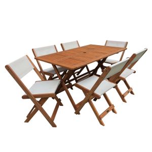 Comedor/salón jardin "séoul" - 1 mesa + 6 sillas - maple - beige