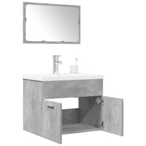 Set muebles de baño 2 piezas madera contrachapada gris hormigón(sin lavabo)
