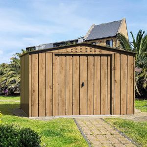 CASETA COBERTIZO METAL JARDIN HERCULES 10X8 MARRON DURAMAX