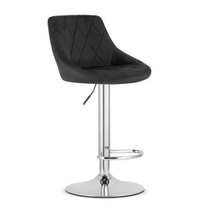 Taburete giratorio valora daka, terciopelo negro, base cromada