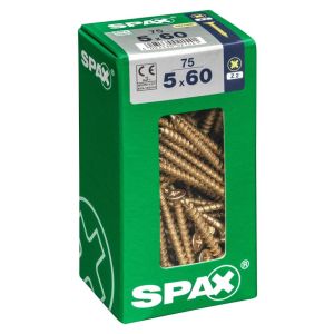 Caja 75 uds. Tornillo madera spax cab. Plana yellox 5,0x60mm