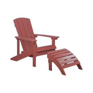 Silla de jardín adirondack con reposapiés rojo
