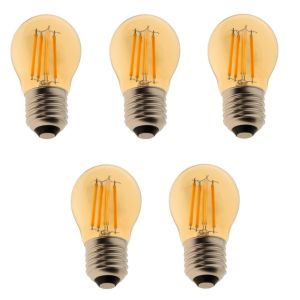 Pack x5 bombilla LED g45 E27 filamento 4w 470lm. Luz cálida 2700k