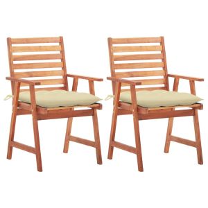 vidaXL sillas comedor de jardín 2 uds madera maciza acacia y cojines