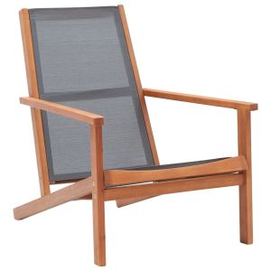 vidaXL silla de jardín madera maciza de eucalipto y textilene gris
