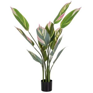 Planta verde artificial decorativa con 12 hojas verde  65x65x120