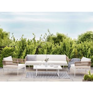 Conjunto de jardín con mesa 5 plazas serla metal blanco