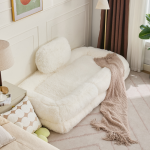 Sillón suelo plegable beige reclinable con cojín y 5 posiciones