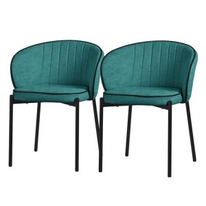 2x sillas de comedor turquesa oscuro con funda de tela y respaldo
