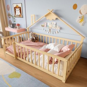 Cama infantil 90x190cm madera con barandilla seguridad