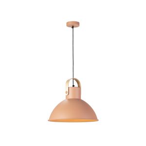 Lámpara techo aluminio rosa embellecedor madera