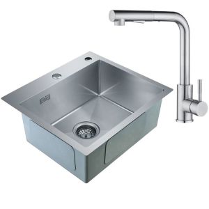 Cecipa fregadero de cocina 2 en 1 con 1 lavabo de acero inoxidable 50 x 45
