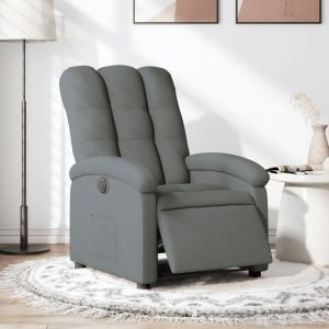 Sillón reclinable eléctrico de tela gris oscuro qweo3317
