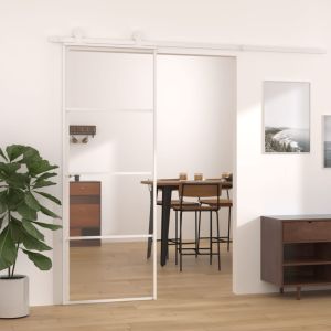 Puerta corredera esg vidrio y aluminio 76x205 cm blanco esxt4572