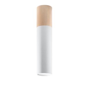 Lámpara de techo pablo 1 madera natural/blanco acero/madera 6x30x6cm