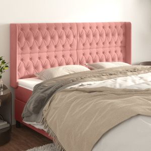 Cabecero con orejas de terciopelo rosa 183x16x118/128 cm eso7662