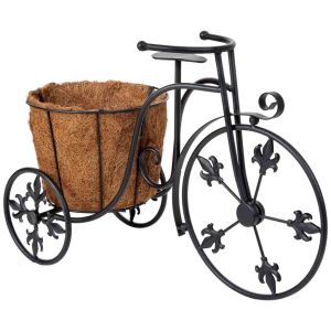 Soporte macetero bicicleta negro, 51x20x33h cm